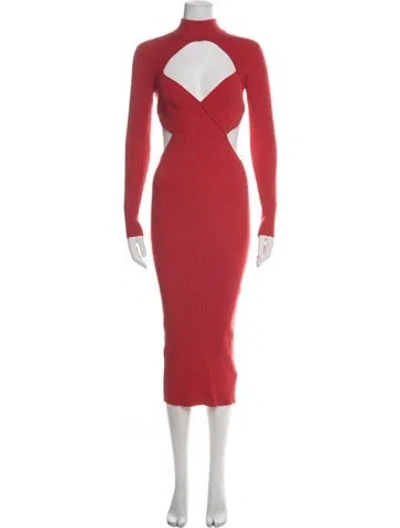 Pre-owned Fleur Du Mal Mock Neck Midi Length Dress W/ Tags In Orange