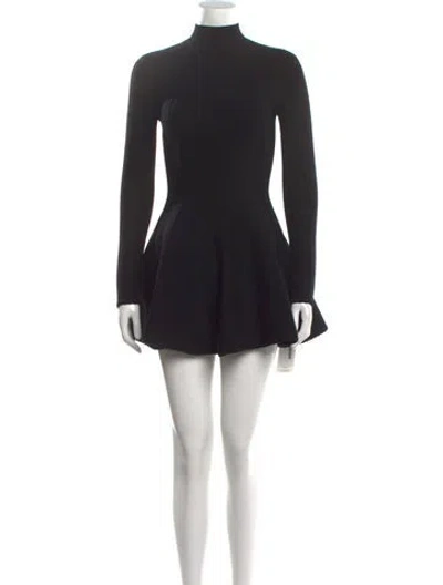 Pre-owned Fleur Du Mal Mock Neck Mini Dress In Black