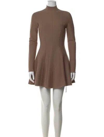 Pre-owned Fleur Du Mal Mock Neck Mini Dress In Brown