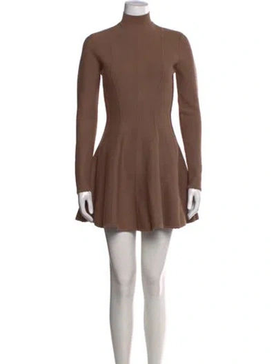 Pre-owned Fleur Du Mal Mock Neck Mini Dress In Brown