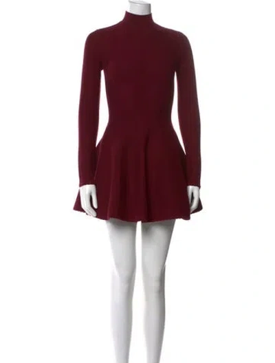 Pre-owned Fleur Du Mal Mock Neck Mini Dress In Burgundy