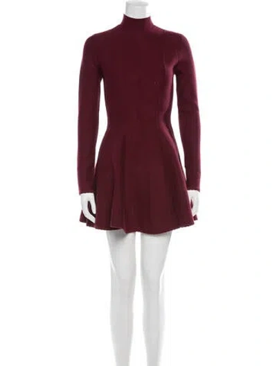 Pre-owned Fleur Du Mal Mock Neck Mini Dress In Burgundy