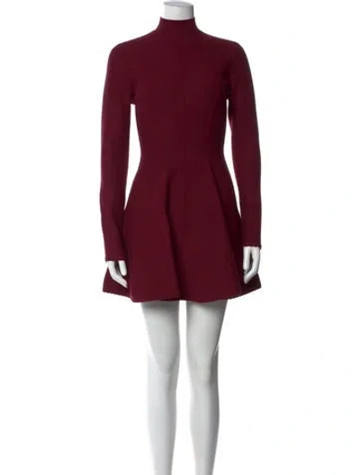 Pre-owned Fleur Du Mal Mock Neck Mini Dress In Burgundy