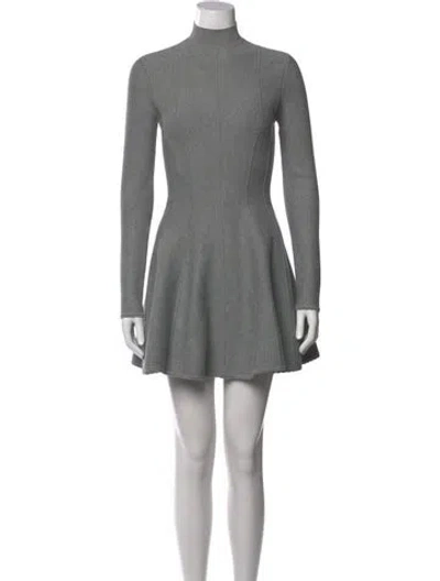 Pre-owned Fleur Du Mal Mock Neck Mini Dress In Gray