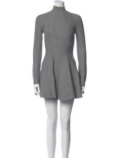 Pre-owned Fleur Du Mal Mock Neck Mini Dress In Grey