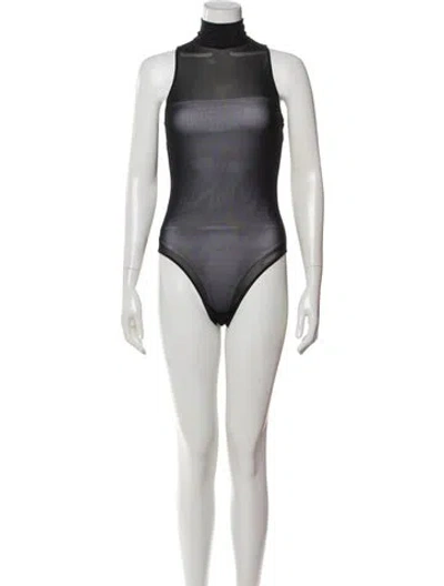 Pre-owned Fleur Du Mal Mock Neck Sleeveless Bodysuit In Black