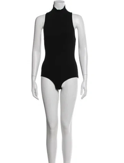 Pre-owned Fleur Du Mal Mock Neck Sleeveless Bodysuit In Black