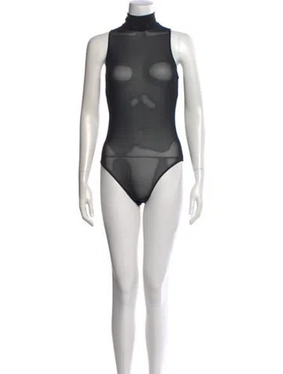 Pre-owned Fleur Du Mal Mock Neck Sleeveless Bodysuit In Black