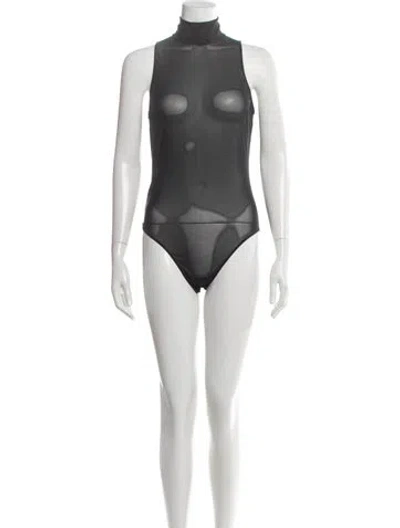 Pre-owned Fleur Du Mal Mock Neck Sleeveless Bodysuit In Gray