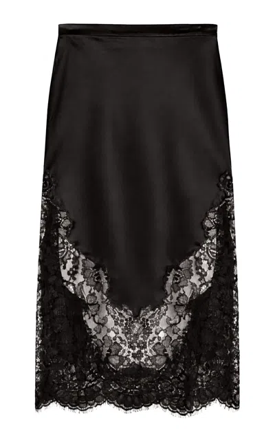 Fleur Du Mal Juliet Lace-trim Midi Skirt In Black