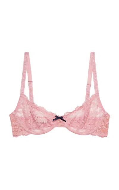 Fleur Du Mal Bianca Lace Underwire Balconette Bra In Pink