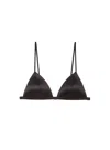 Fleur Du Mal Logo Luxe Silk Triangle Bra In Black