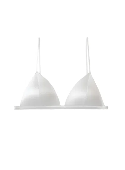 Fleur Du Mal Molded Luxe Triangle Bra In Ivory