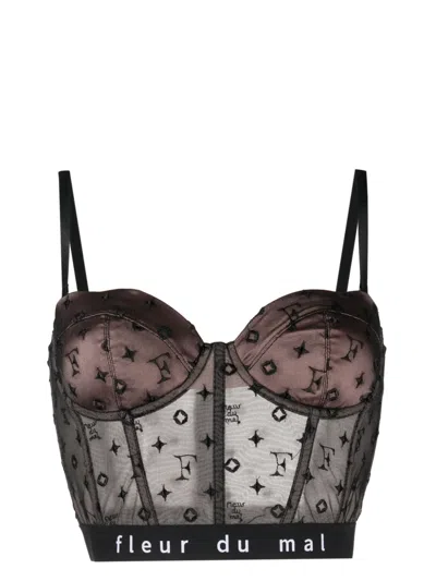 Fleur Du Mal Cropped-top Mit Stickerei In Brown