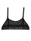 Fleur Du Mal Logo-underband Monogram-pattern Sheer Bra In Black