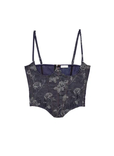 Fleur Du Mal No Cup Floral Jacquard Bustier