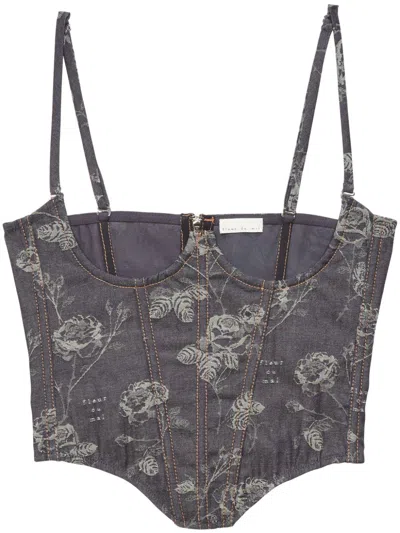 Fleur Du Mal No Cup Jacquard Bustier In Blue
