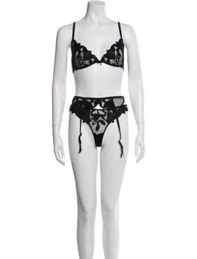 Pre-owned Fleur Du Mal Nylon Floral Print Lounge Set W/ Tags In Black