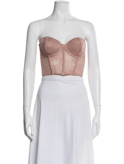 Pre-owned Fleur Du Mal Nylon Lace Pattern Crop Top In Pink