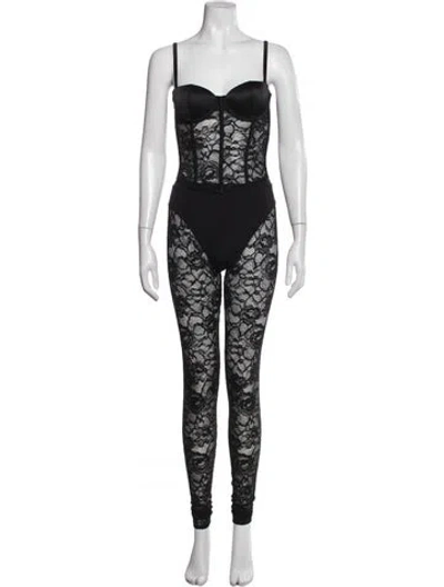 Pre-owned Fleur Du Mal Nylon Lace Pattern Pant Set In Blue
