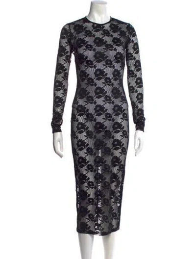 Pre-owned Fleur Du Mal Nylon Long Dress In Black