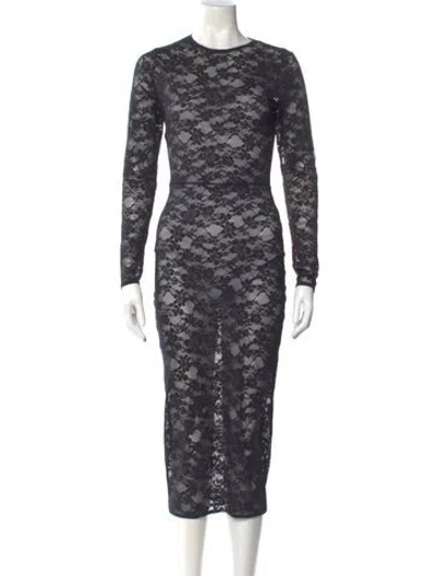 Pre-owned Fleur Du Mal Nylon Midi Length Dress In Black