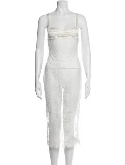 Pre-owned Fleur Du Mal Nylon Midi Length Dress In White