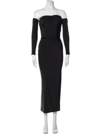 Pre-owned Fleur Du Mal Off-the-shoulder Long Dress In Black