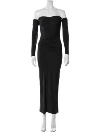 Pre-owned Fleur Du Mal Off-the-shoulder Long Dress In Black