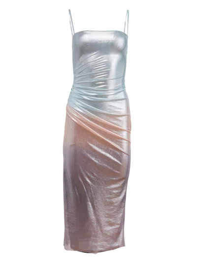 Fleur Du Mal Ombré-effect Metallic Dress In Blue