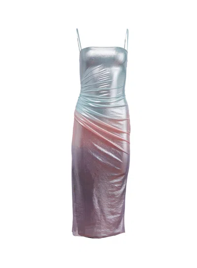 Fleur Du Mal Ombré Shine Dress In Blue Metallic Ombre