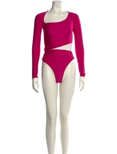 Pre-owned Fleur Du Mal One-shoulder Long Sleeve Bodysuit W/ Tags In Pink