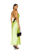 Fleur Du Mal Open Back Maxi Slip Dress In 酸橙色