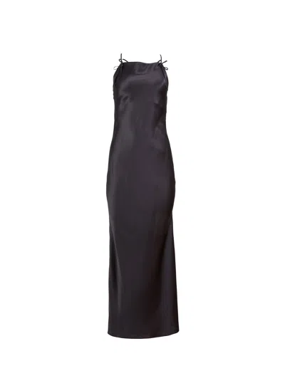 Fleur Du Mal Open Back Maxi Slip Dress In Black