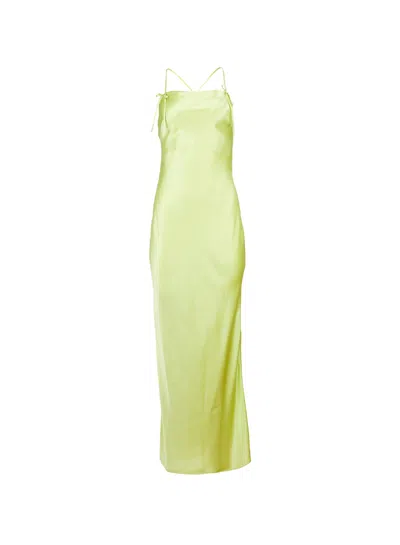 Fleur Du Mal Open Back Maxi Slip Dress In Lime