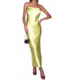 Fleur Du Mal Open Back Slip Maxi Dress In Lime In Green