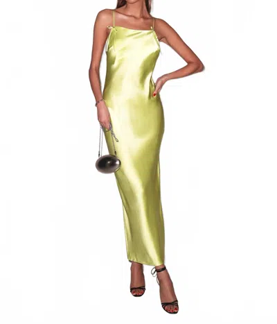 Fleur Du Mal Open Back Slip Maxi Dress In Lime In Green