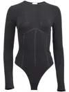 Fleur Du Mal Organic Cotton Long Sleeve T-shirt Bodysuit In Black