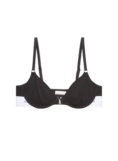 Fleur Du Mal Organic Cotton Demi Bra In Black