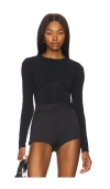 Fleur Du Mal Organic Cotton Long Sleeve T-shirt Bodysuit In 黑色