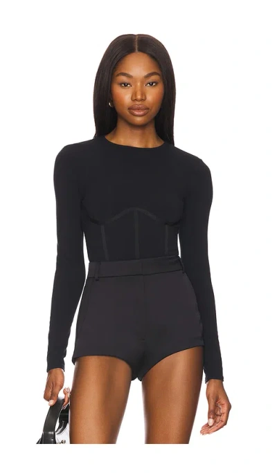 Fleur Du Mal Organic Cotton Long Sleeve T-shirt Bodysuit In 黑色