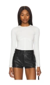 Fleur Du Mal Organic Cotton Long Sleeve T-shirt Bodysuit In 象牙白
