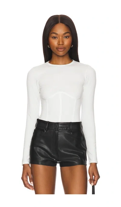 Fleur Du Mal Organic Cotton Long Sleeve T-shirt Bodysuit In 象牙白
