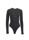 Fleur Du Mal Organic Cotton Long Sleeve T-shirt Bodysuit In Black