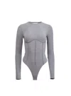 Fleur Du Mal Organic Cotton Long Sleeve T-shirt Bodysuit In Heather Grey