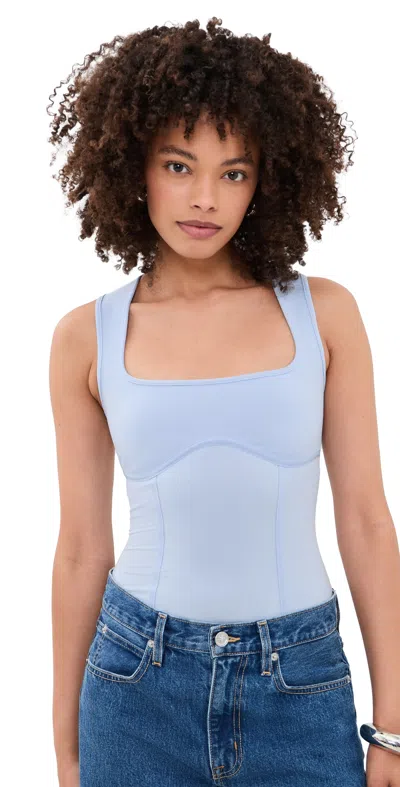 Fleur Du Mal Organic Cotton Scoop Neck Bodysuit Ice Queen In Blue
