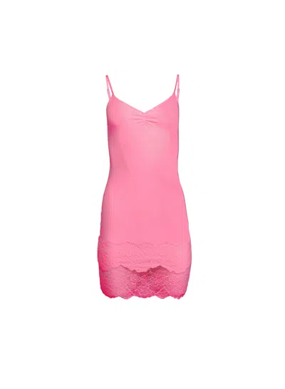 Fleur Du Mal Organic Cotton Slip Dress In Pink Cadillac