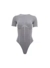 Fleur Du Mal Organic Cotton T-shirt Bodysuit In Heather Grey