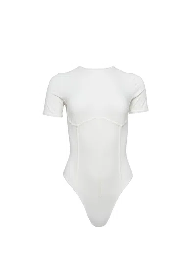 Fleur Du Mal Bonded-seams T-shirt Bodysuit In Ivory