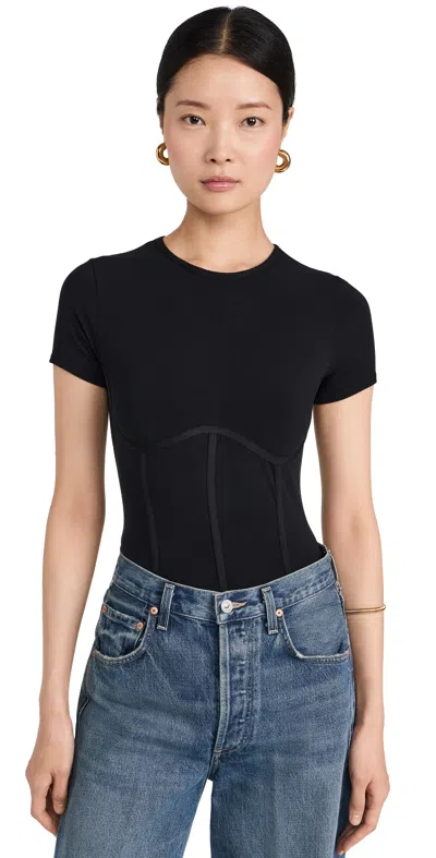 Fleur Du Mal Organic Cotton T-shirt Bodysuit In Black